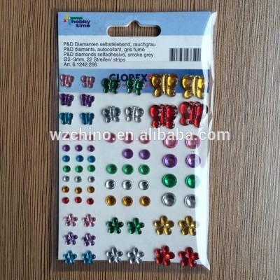 promotional cute&beautiful acrylic stickers/stone sticker/crystal stickers