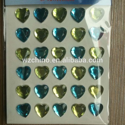 2014 new design love shaped rhinestone stickers