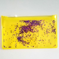 Stationery use, cosmetic bag zipper lock liquid glitter pencil pvc bag